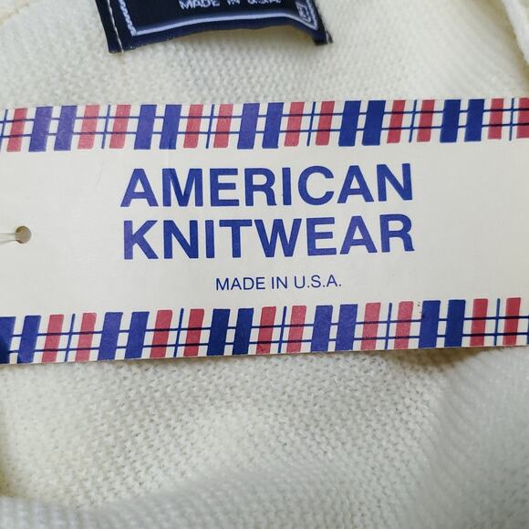 Vintage McBriar Cream V-neck Acrylic Blank Varsity Cardigan Sweater Sz Large NWT - Picture 11 of 13